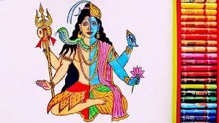 Painting Of Half Lord Shiva and Half Lord Vishnu | Drawing Of God Shiv Ji and God Vishnu