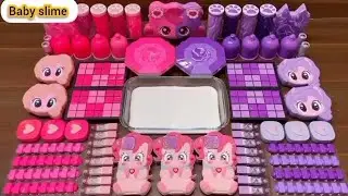 PINK vs PURPLE PONY I Mixing random into Glossy Slime I Relax with videos💕