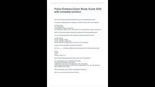 Police Entrance Exam Study Guide 2022 with complete solution