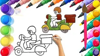 How To Draw cute Bike Drawing, Painting & Coloring For Kids and Toddlers_ Child Art 🐋🌈🎨