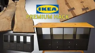 Преображение стеллажа IKEA Kallax: изготовленное на заказ основание и столешница с необработанным...