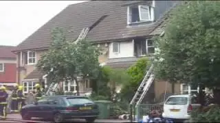 Fire on the Roundshaw Estate near Sutton