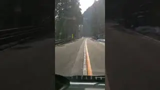 Japanese country side's small mountain town morning drive