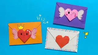 Конверт в форме сердца из оригами | Поделка из бумаги ко Дню святого Валентина