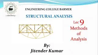Structural Analysis || Lec 9 || Civil Engineering || Methods of Analysis || By Jitender Kumar