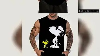 Snoopy printed T-shirt vest casual men's sleeveless summer clothing loose T-shirt men's oversized to
