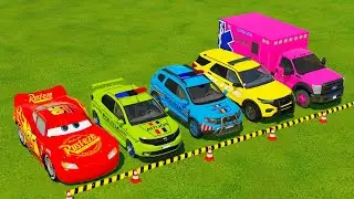 🚓 MZQUEEN POLICE LOGAN DUSTER TAHOE AMBUANCE VEHICLE TRANSPORTING ON MAN TRUCKS