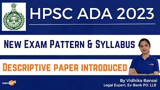 HPSC ADA 2023 | New Exam Pattern and Syllabus | Haryana Public Service Commission | By Vidhika Mam