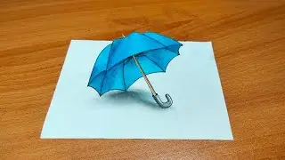 3D Drawing | How To Draw 3D Umbrella Drawing Step by Step | Very Easy 3D Drawing