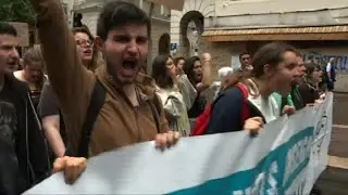 French public sector workers strike in Marseille