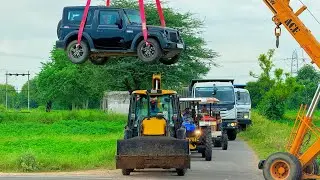 Jcb 3dx loading Mud in TATA Tippers Tractors Swaraj 855 Fe New Holland 3630 4x4 Tractor Thar Truck
