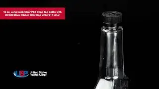 12 oz. Long Neck Clear PET Cone Top Bottle-Black CRC Cap | U.S. Plastic Corporation&reg;