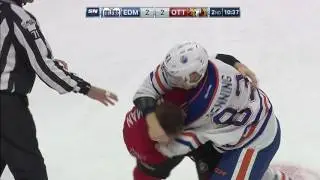 Benning & Wideman fight after Lander gets pinned by cross-checks