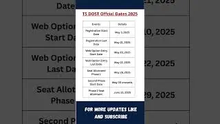 TS DOST 2025 📅 Official Dates Announced | Degree Admission Schedule Out! #tsdost #shorts
