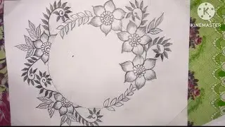 Very nice circle flower drawing #Pencil sketch step by step # cover page drawing #pencilflower