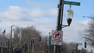 Mid day traffic at West Montrose & North Mulligan Avenue. Chicago Illinois . Jan. 2026.