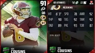 Team of The Week Kirk Cousins | Player Review | Madden 17 Ultimate Team Gameplay