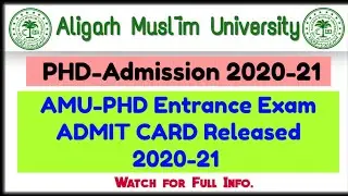AMU phd entrance exam admit card released | amu phd admit card 2021