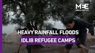 Heavy rainfall floods Syrian refugee camps in Idlib