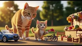 Kitten Helps Mama Cat Create New Hats for Every Animal on the Farm