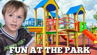 Kids Playing and Having Fun at the Park - Slides and Swings