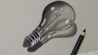How to draw Realistic light bulb 💡 with charcoal pencil/ Easy light bulb Drawing step by step 