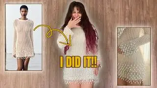 I knitted that VIRAL zara dress!! // embroidering the fringe! // part 4 :)