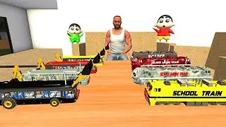 FRANKLIN VS TINY HORROR TRAIN | HORROR SCHOOL BUS VS HORROR TRAIN - INDIAN BIKE DRIVING 3D