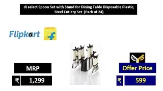 di select Spoon Set with Stand for Dining Table Disposable Plastic, Steel Cutlery Set  Pack of 24