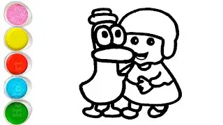 Cute Pato and Pocoyo Drawing, Painting and Coloring For Kids and Toddlers_ Step by Step Drawing