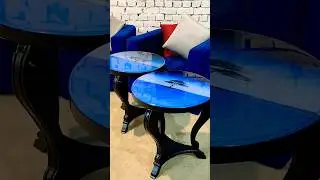Acrylic paint coffee table / Epoxy resin art #shorts