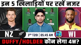 NZ vs WI Dream Team, NZ vs WI 3rd T20I Match Prediction, New Zealand vs West Indies T20 Dream Team 