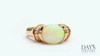 Opal Ring in 14kt Rose Gold with Diamonds (1/10ct tw)
