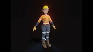 Cartoon Female Worker 3D Model  &ndash; Animated & Customizable [Turntable]