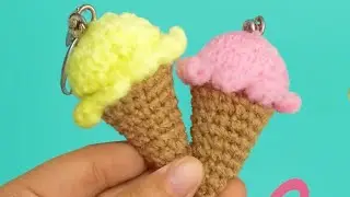 How to Crochet Mini Ice Cream Keychain 😍| Cute DIY Gift Idea forBeginners