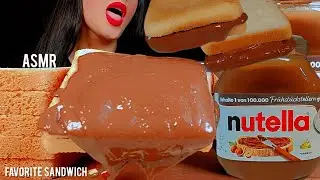 🍫asmr nutella | Eating a jar of Nutella👅🍫🥛🥪 with bread and milk |누텔라 샌드위치 | notalking 🐾