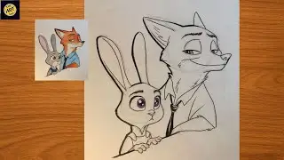 how to draw Nick Wilde and Judy Hopps from Zootopia step by step in an easy and satisfying way