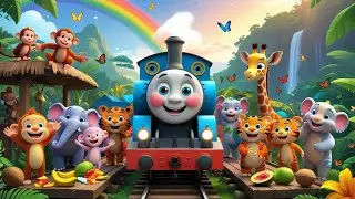 Jungle Train Fun 🚂 | Kids Colourful Animation Video Song in English | Fun Folk Tales | Toddlers 🌈🎊