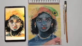 My First Time Painting Lord Krishna! 💙✨ (Beginner tutorial)