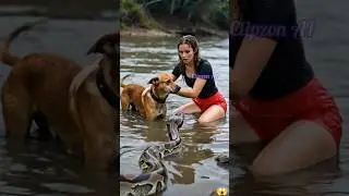 Giant Snake Attack&hellip; Dog Saves Them 😱 #shorts #ai #usa #usashorts #shortsfeed #trending