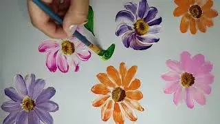 Colorful Flowers Painting with Acrylics 🌈 | Easy Acrylic Painting for Beginners 🎨