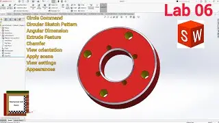 SolidWorks Tutorial for Beginners | Circle, Circular Sketch Pattern, Extrude & Chamfer | Lab 06