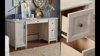 Rustic Computer Desk Writing Workstation Storage Wood Furniture Vintage White