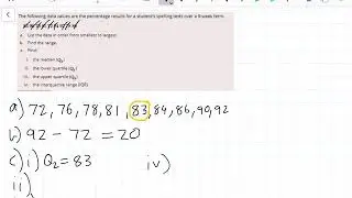 Statistics Finding range and quartiles for data with an odd amount of data values (spread)