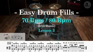 🥁 8Beats & Easy Drum Fills - Lesson 5 - (70/80 Bpm)