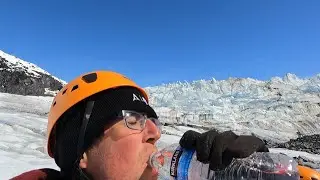 drinking fresh glacier water straight from a stream on Mendenhall Glacier in Alaska (May 22nd, 2022)