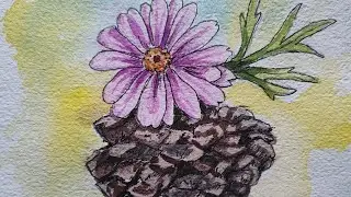 A simple flower painting#line and wash method#watercolorpainting#shortvideo#
