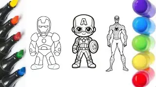 Superhero Drawing & Coloring | Iron Man, Captain America & Spider-Man