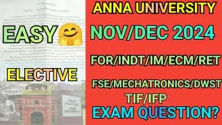Anna University FSE/INDT/IM/RET/DWST/FOR Today Exam Question❓| Engineering Today Exam Question | AU