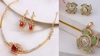18k rubby stone gold necklace designs || very beutifull & stylish colored stone necklace designs